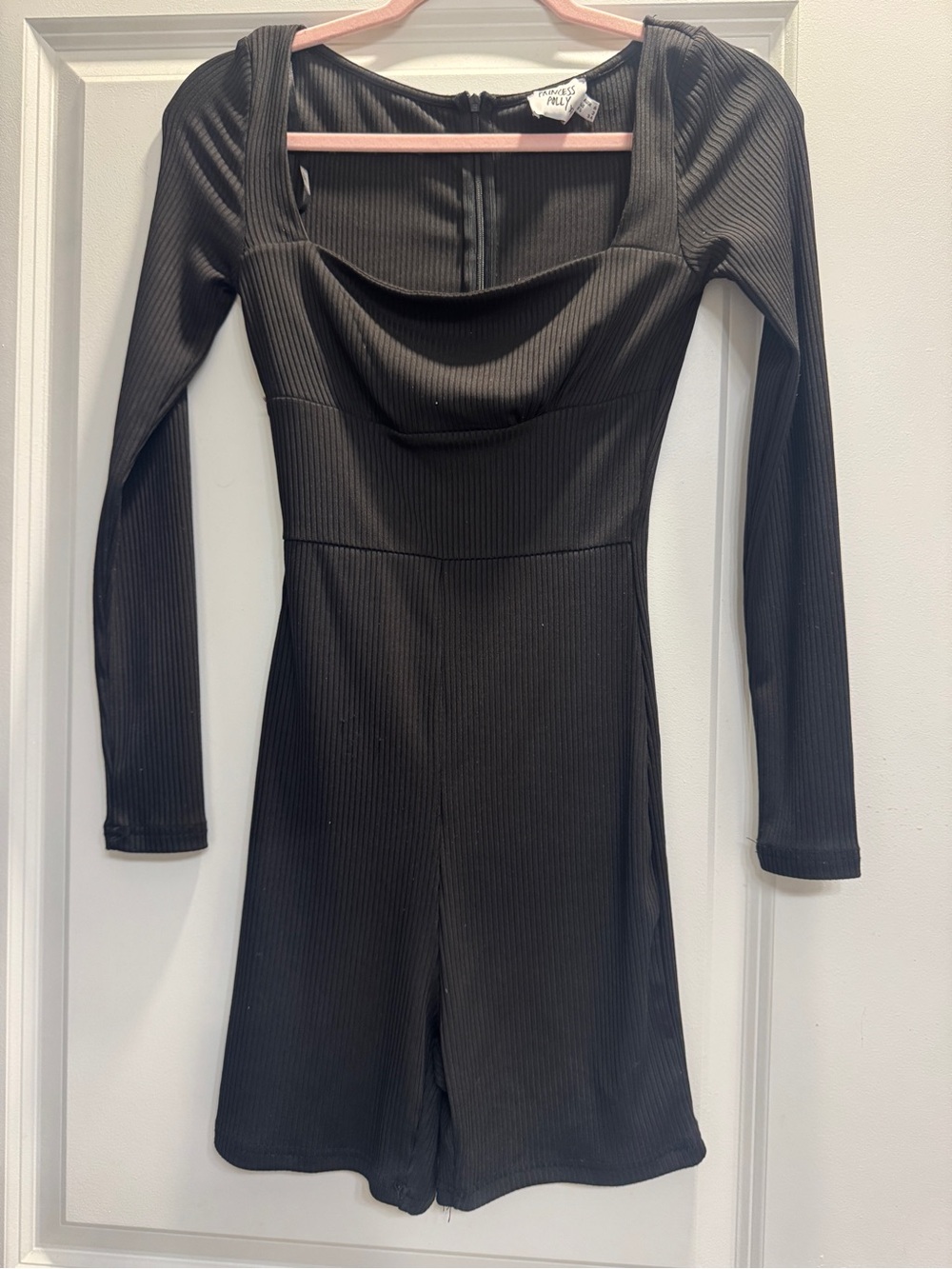 Princess Polly Black Ribbed Square Neck Romper
